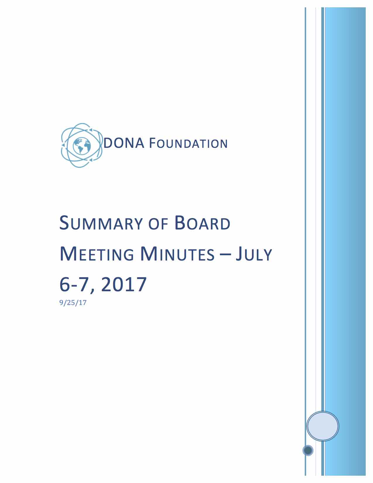 Summary of Board Minutes July 6-7, 2017