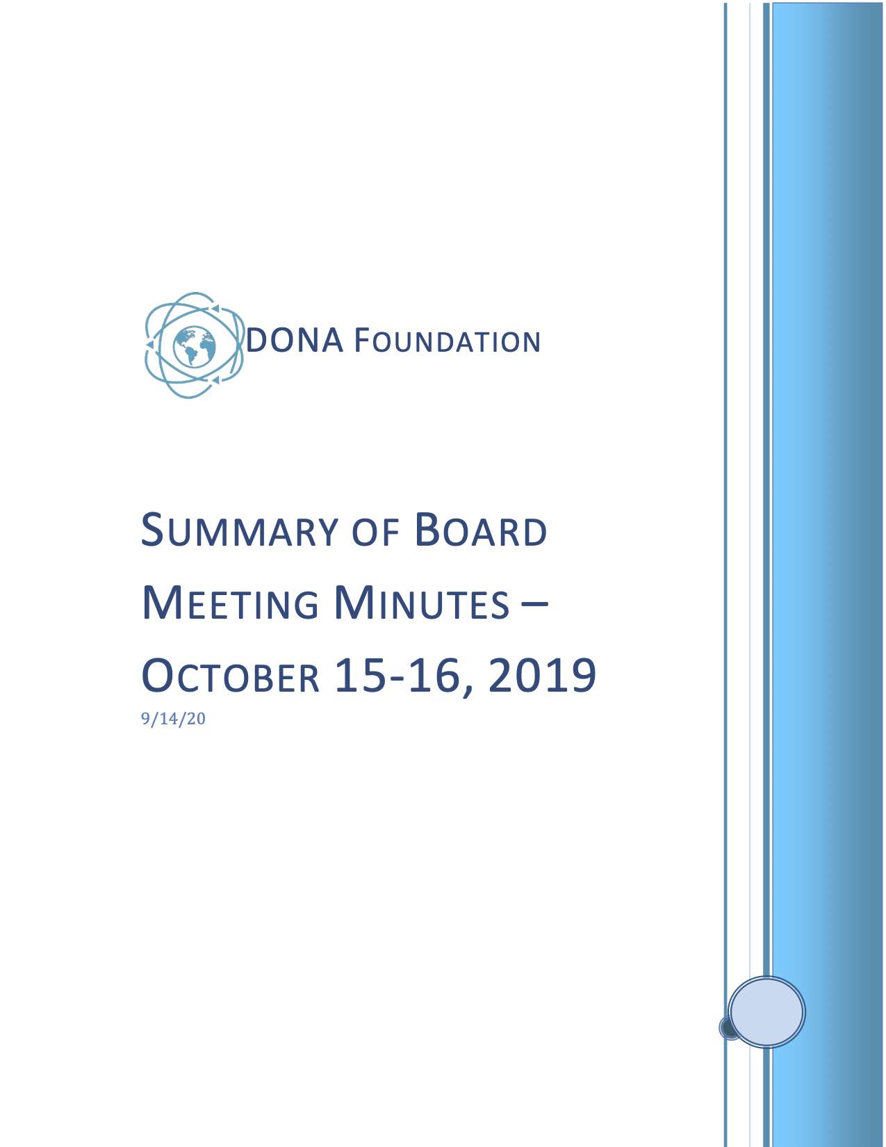 Summary of Board Minutes October 15-16, 2019